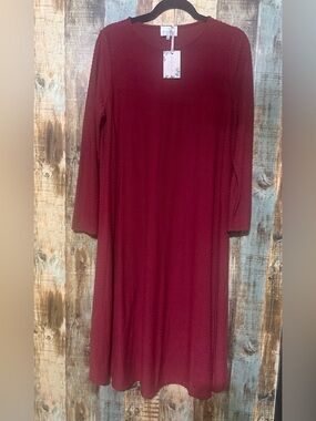 Dainty Jewells Burgundy Long Sleeve Midi Dress